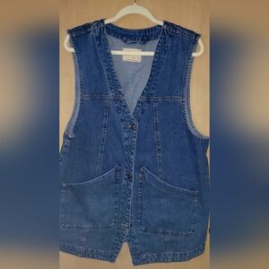 We The Free Blue Denim Vest with Pockets